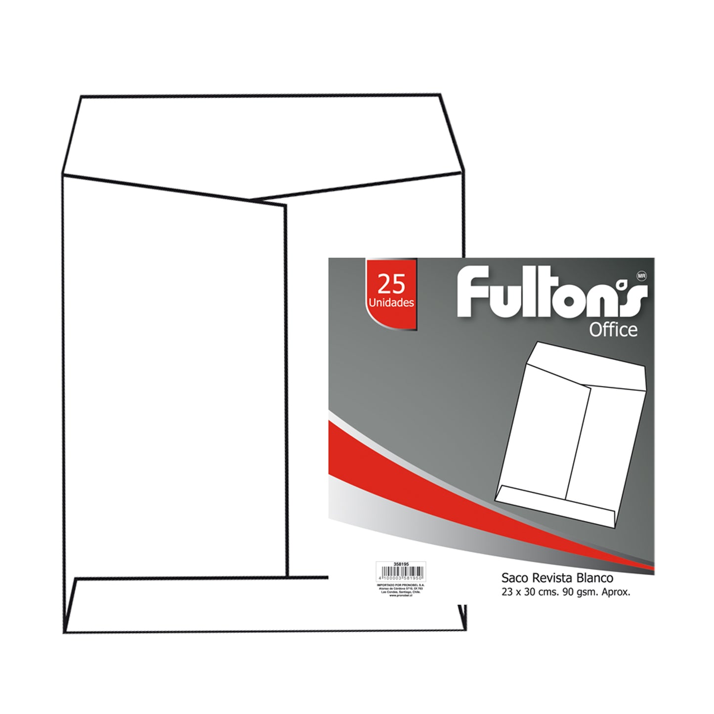 Sobre Saco Revista Blanco 95 gr 25Un | Fultons