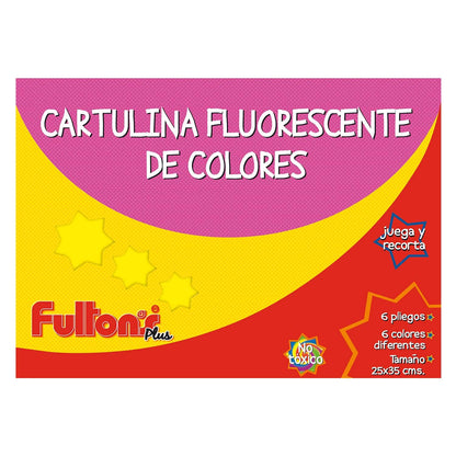 Carpeta con Papel Cartulina Fluorescente 6 Hojas | Fultons