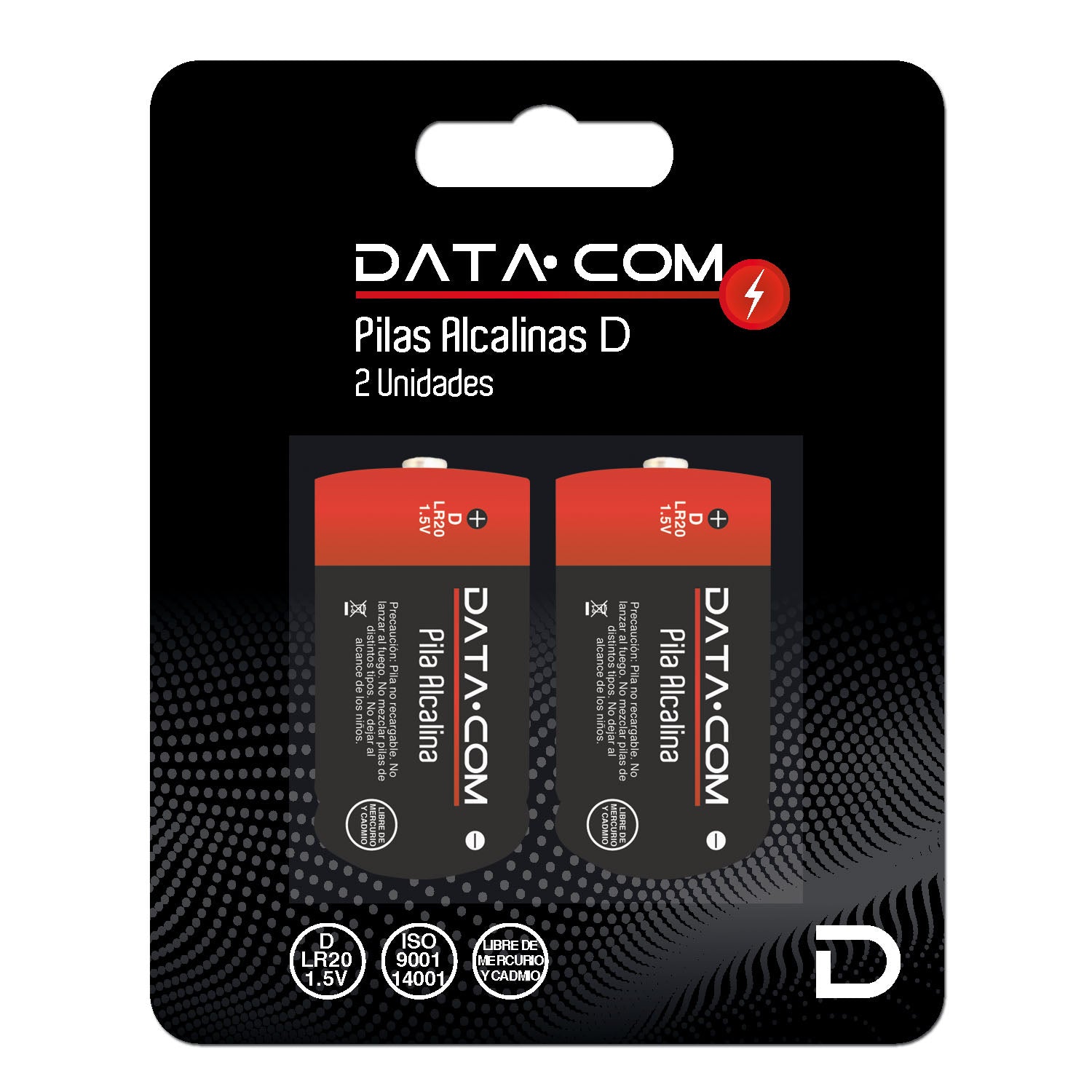 Pila Alcalina D Display 2 unidades Blister Data | Datacom