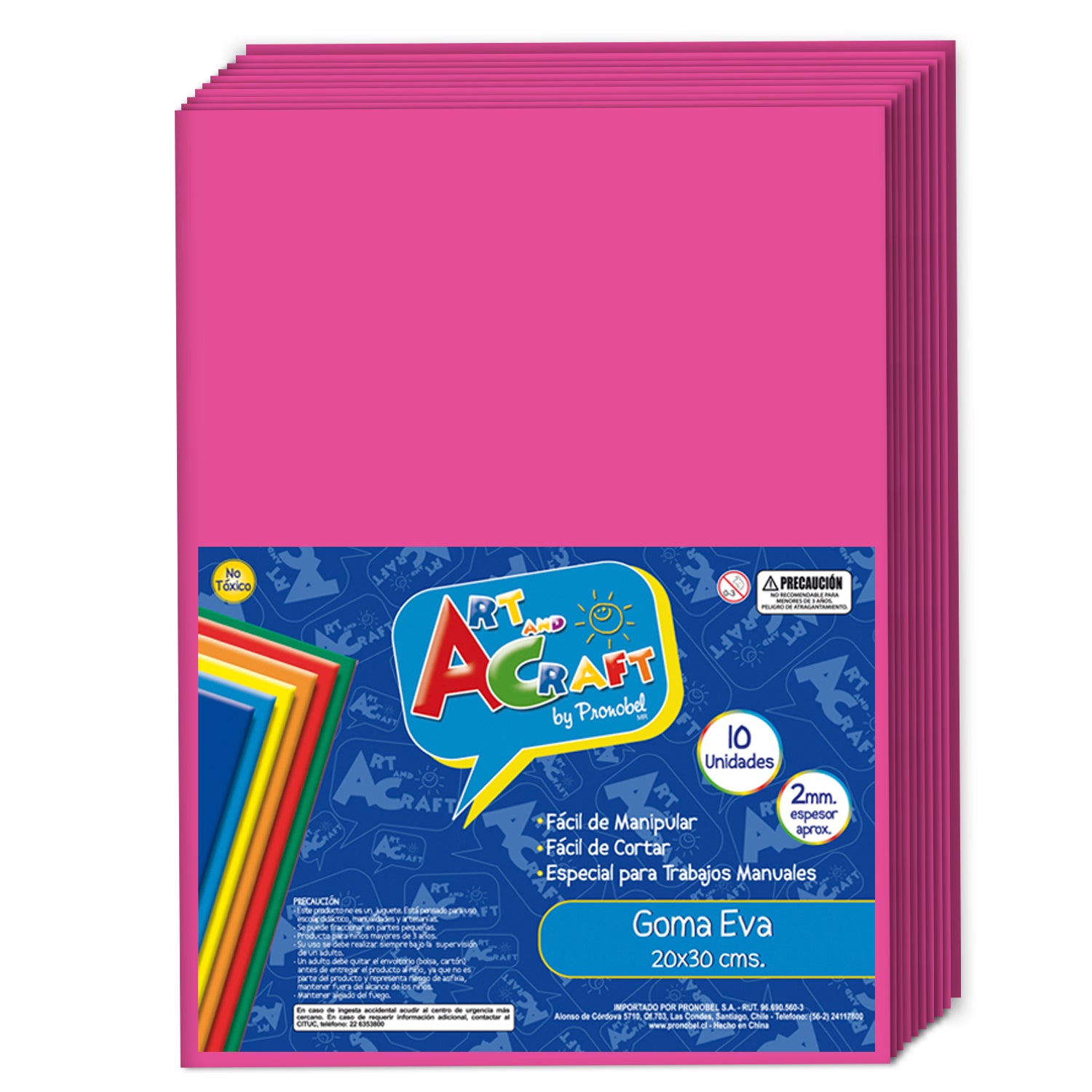 Goma Eva 20x30 cm 2 mm Fucsia 10 unidades | Art & Craft