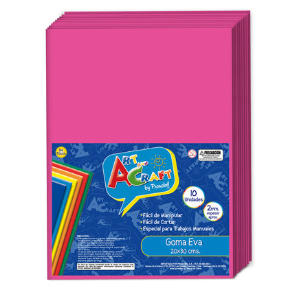 Goma Eva 20x30 cm 2 mm Fucsia 10 unidades | Art & Craft