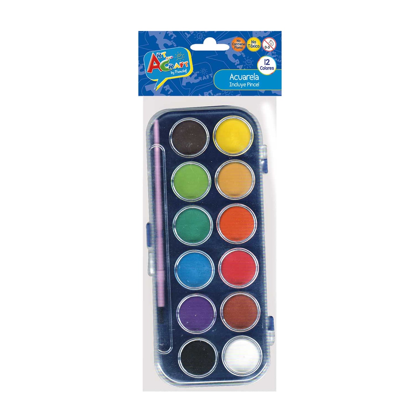 Acuarela 12 Colores Con Pincel | Art & Craft