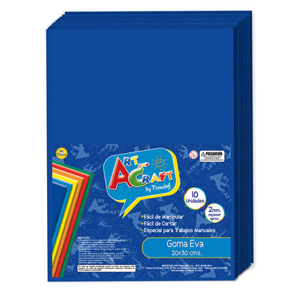 Goma Eva 20x30 cm 2 mm Azul 10 Unidades | Art & Craft
