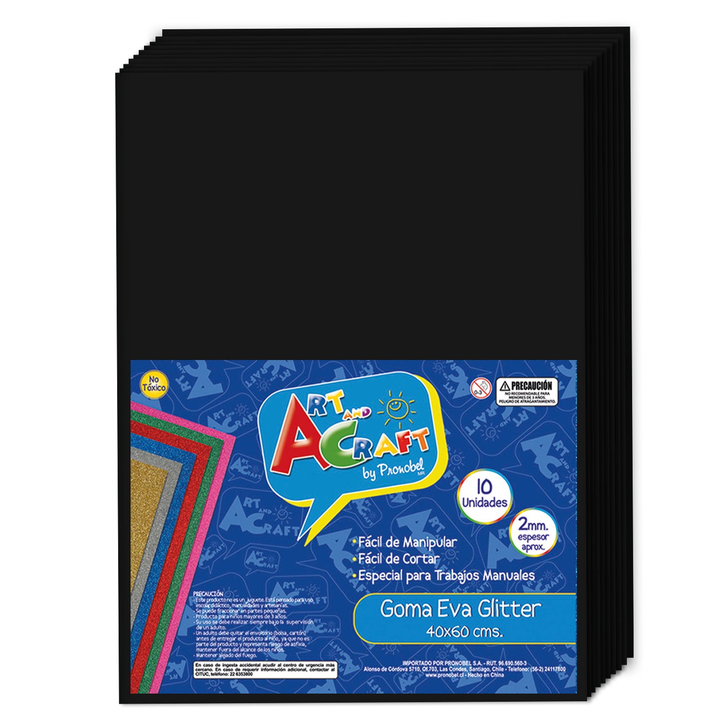 Goma Eva 20x30 cm 2 mm Negra 10 Unidades | Art & Craft