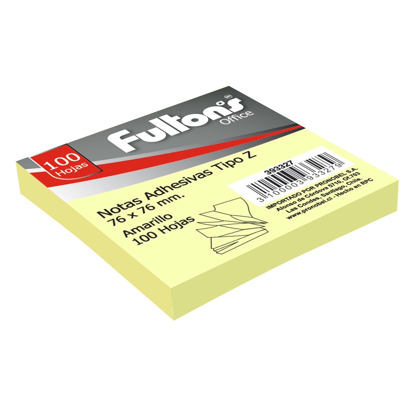 Nota Adhesiva Pop-Up 654 76x76 mm. 100 Hjs. Amarillo Pastel | Fultons