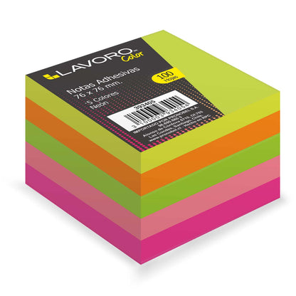 Nota Adhesiva 654 76x76 mm. 100 Unidades 5 Col. Neón | Fultons