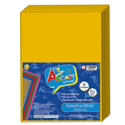 Goma Eva 20x30 cm 2 mm Amarillo Oro 10 Unidades | Art & Craft
