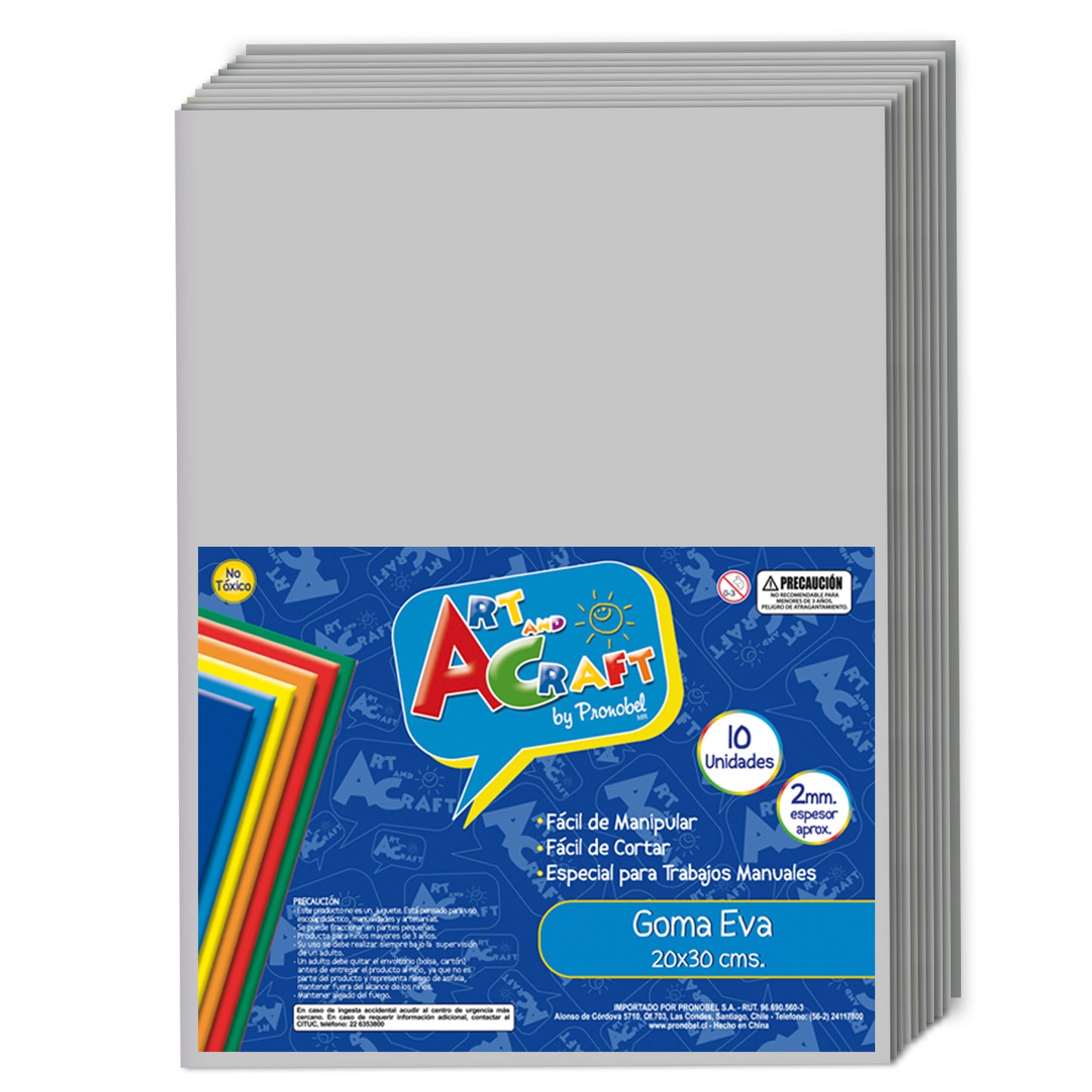 Goma Eva 20x30 cm 2 mm Gris 10 Unidades | Art & Craft