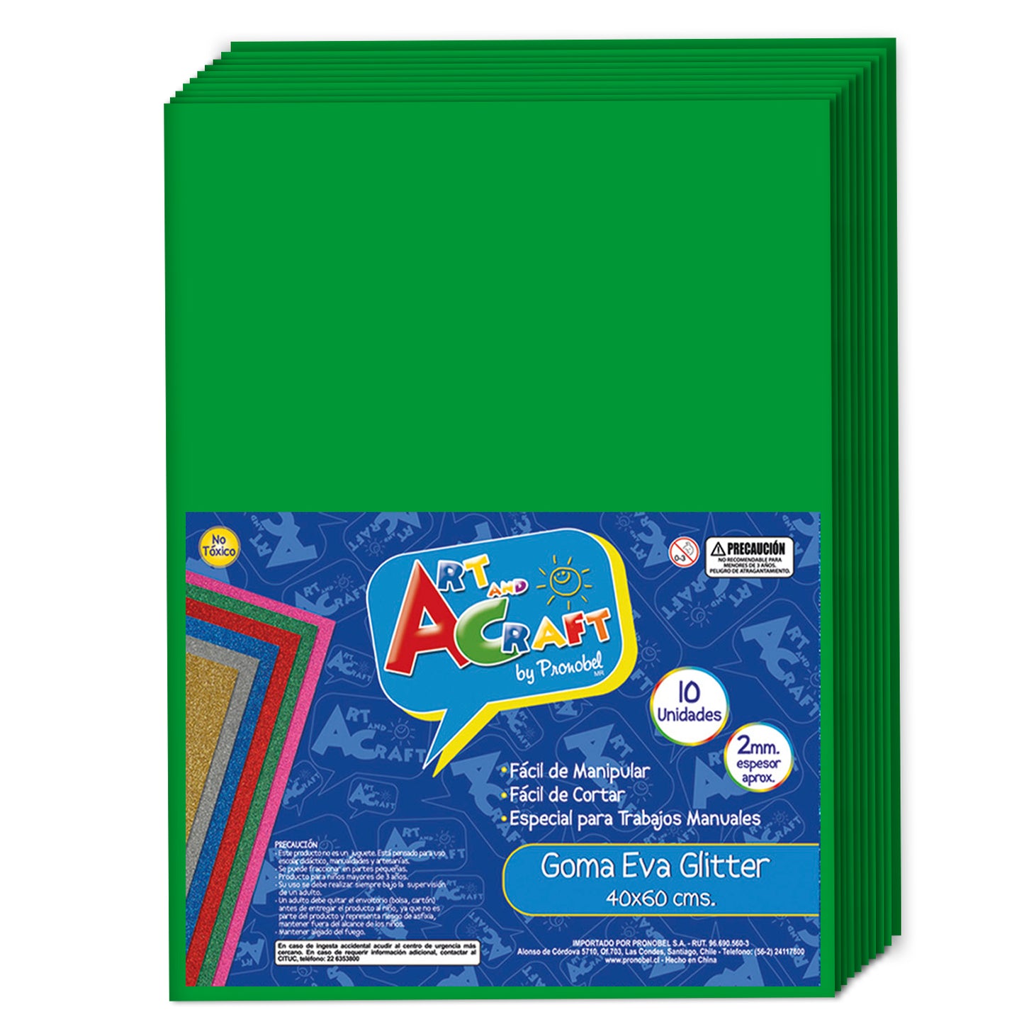 Goma Eva 20x30 cm 2 mm Verde 10 Unidades | Art & Craft