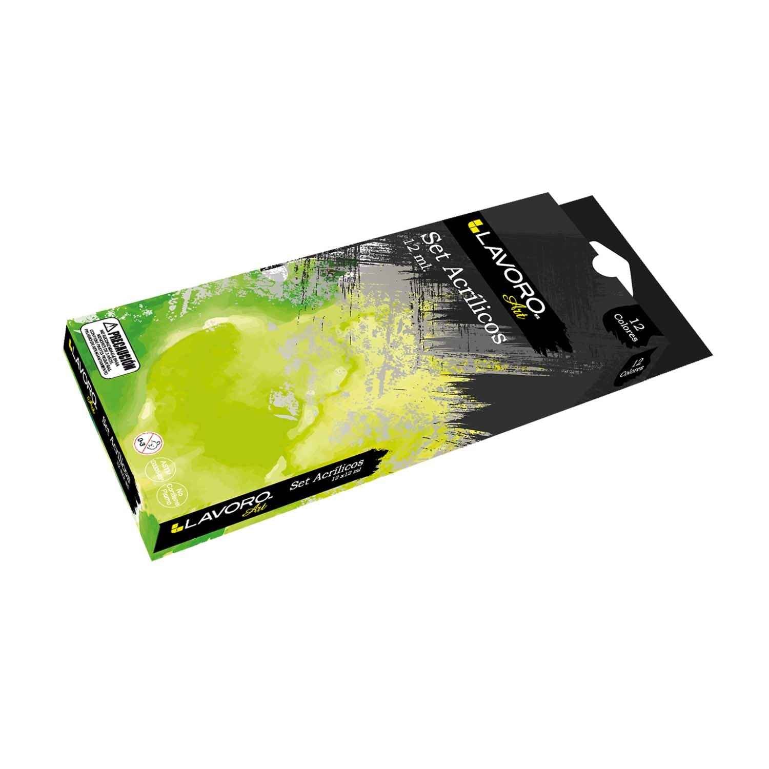 Pintura Acrílica Caja 12 Colores Pomo 12 ml | Lavoro