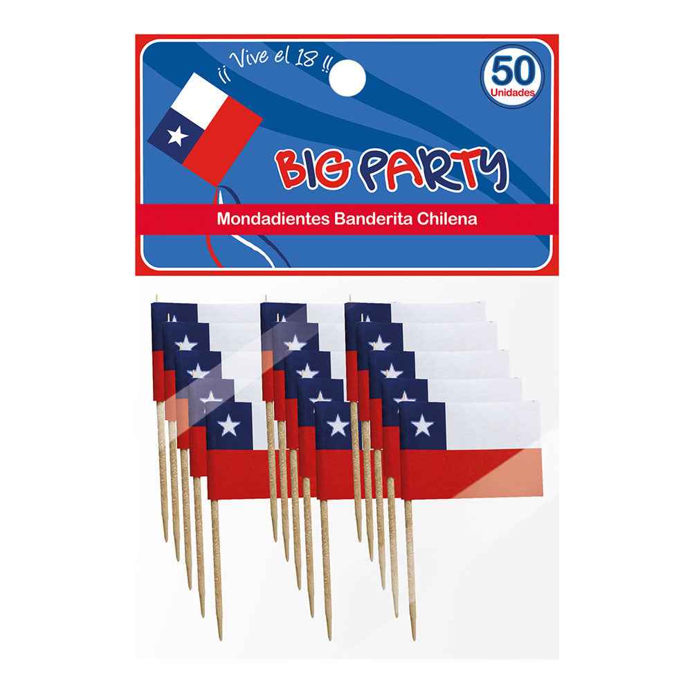 Mondadientes Banderitas Chilenas 50 Un | Big Party