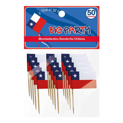 Mondadientes Banderitas Chilenas 50 Un | Big Party