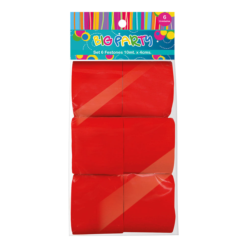 Set 6 Festones Rojos 10Mtsx4 cm | Big Party