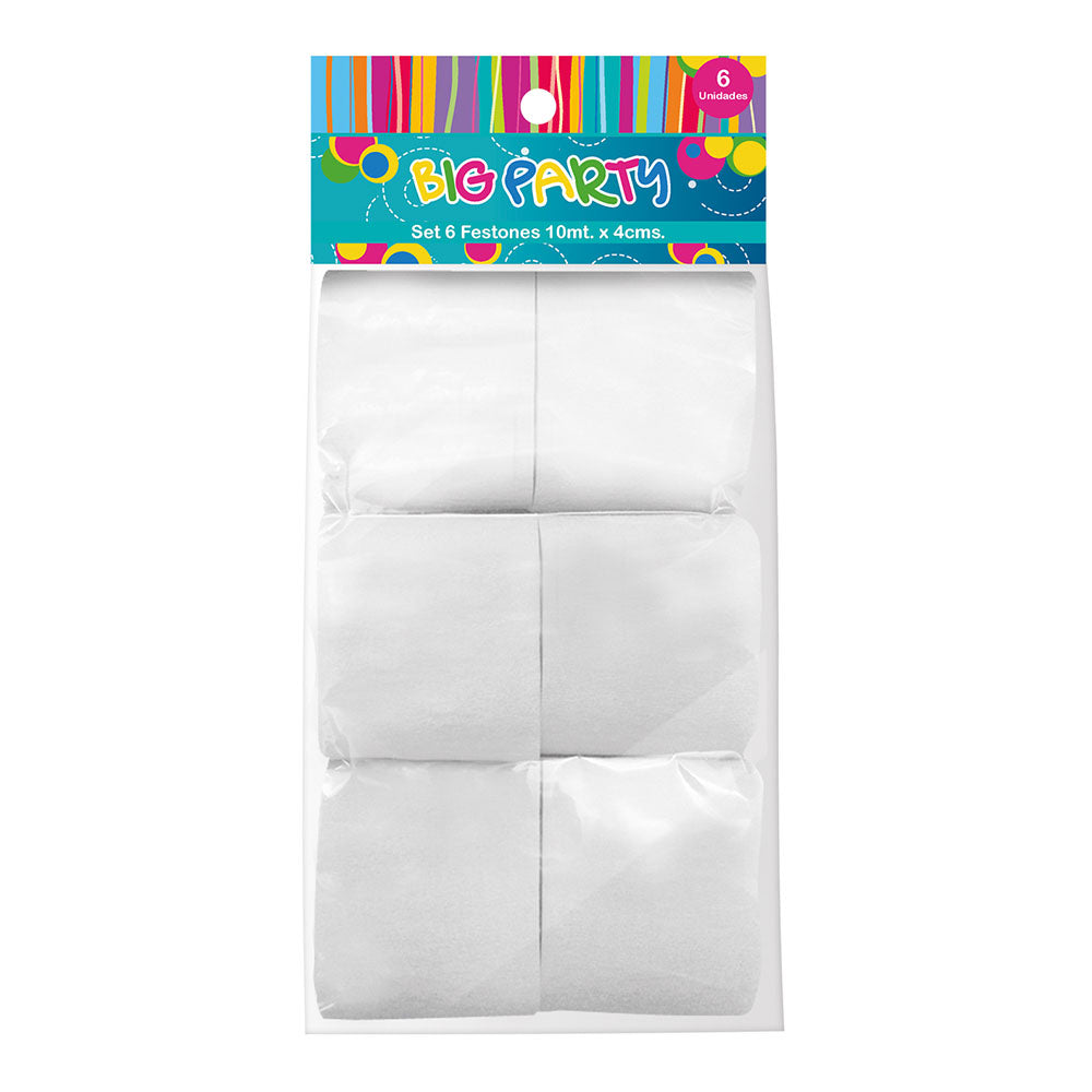 Set 6 Festones Blancos 10Mtsx4 cm | Big Party