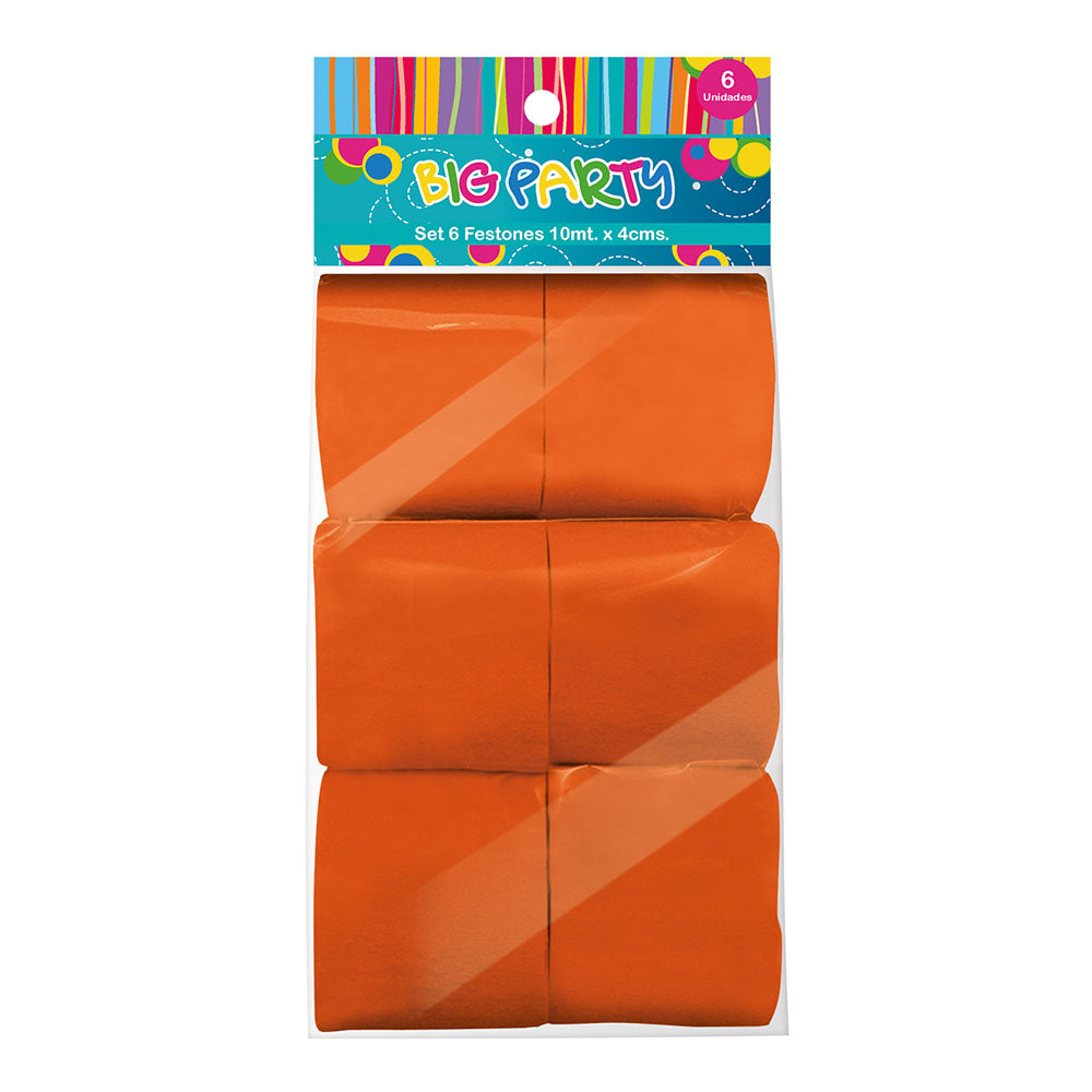 Set 6 Festones Naranjos 10Mtsx4 cm | Big Party