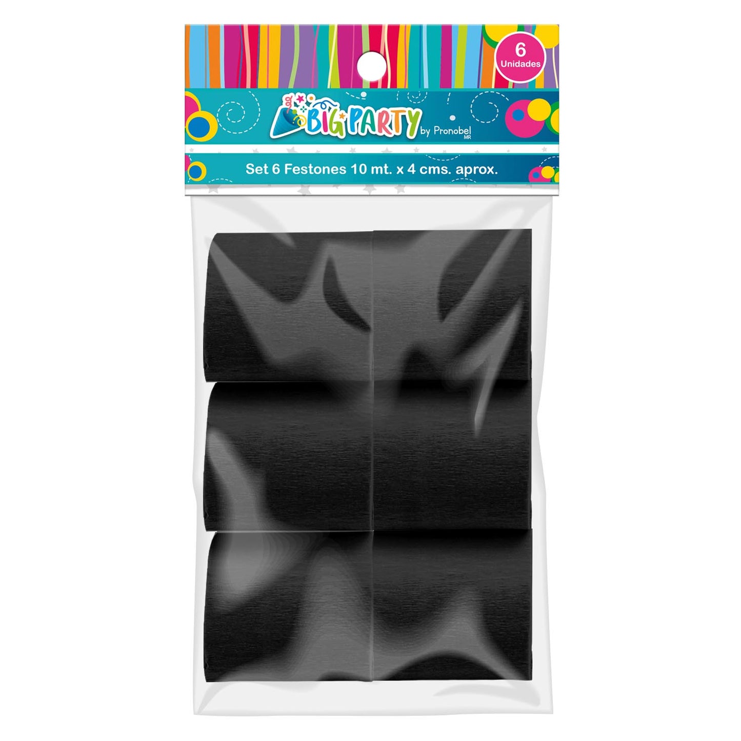 Set 6 Festones Negros 10 m x 4 cm Halloween | Big Party