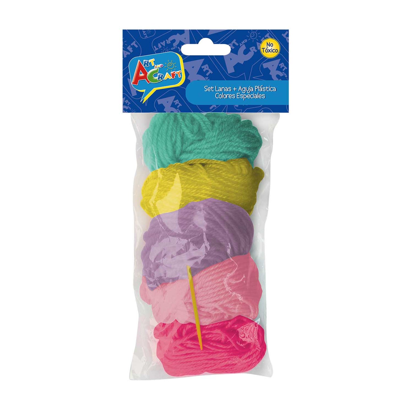 Set Lanas 5 Col. Especiales + 1 Aguja Plástica En Bolsa | Art & Craft