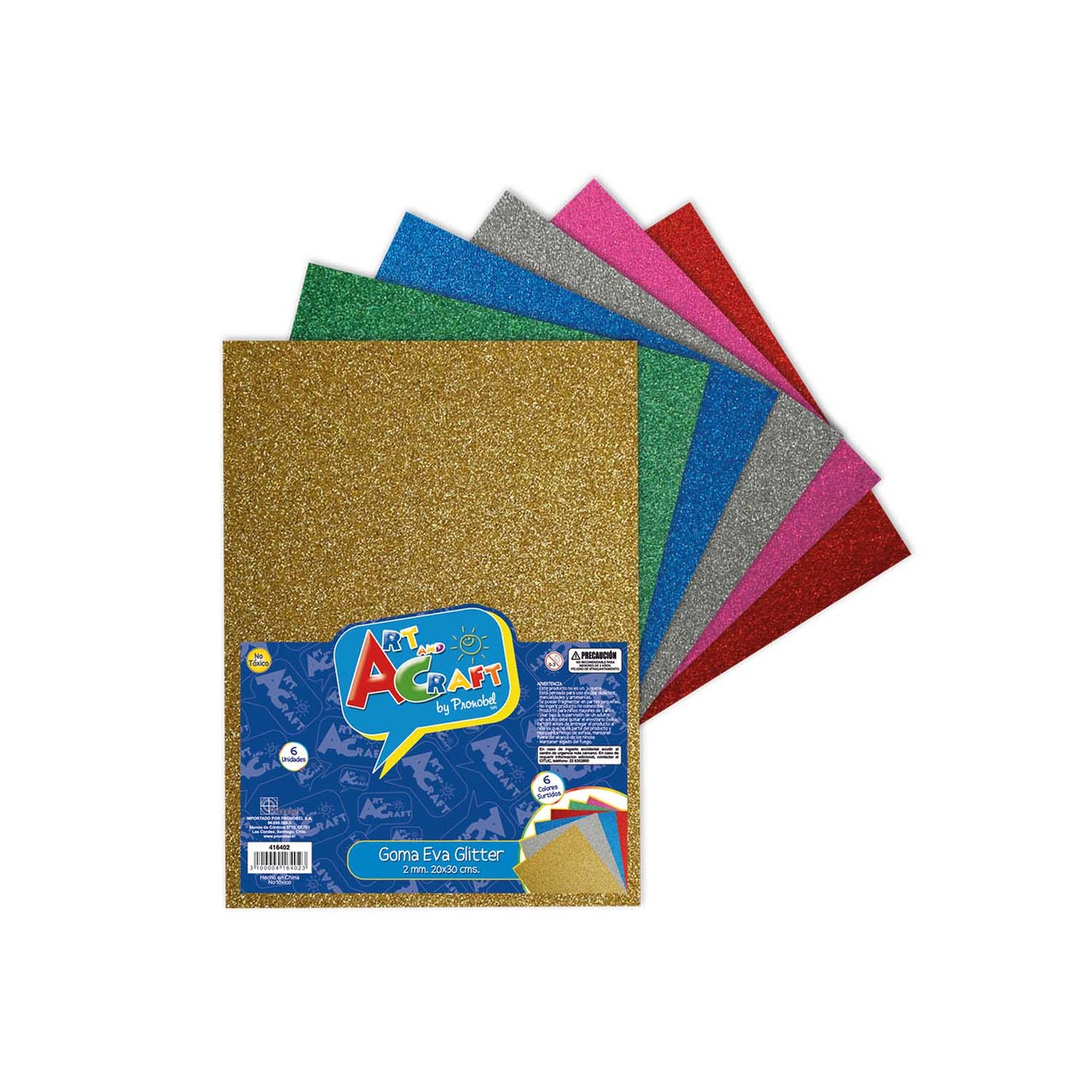 Goma Eva Glitter 20x30 cm 2mm. 6 Colores | Art & Craft