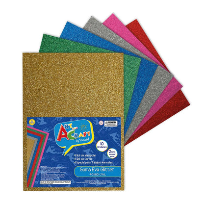 Goma Eva Glitter 40x60 cm Dorado 10 Unidades | Fultons