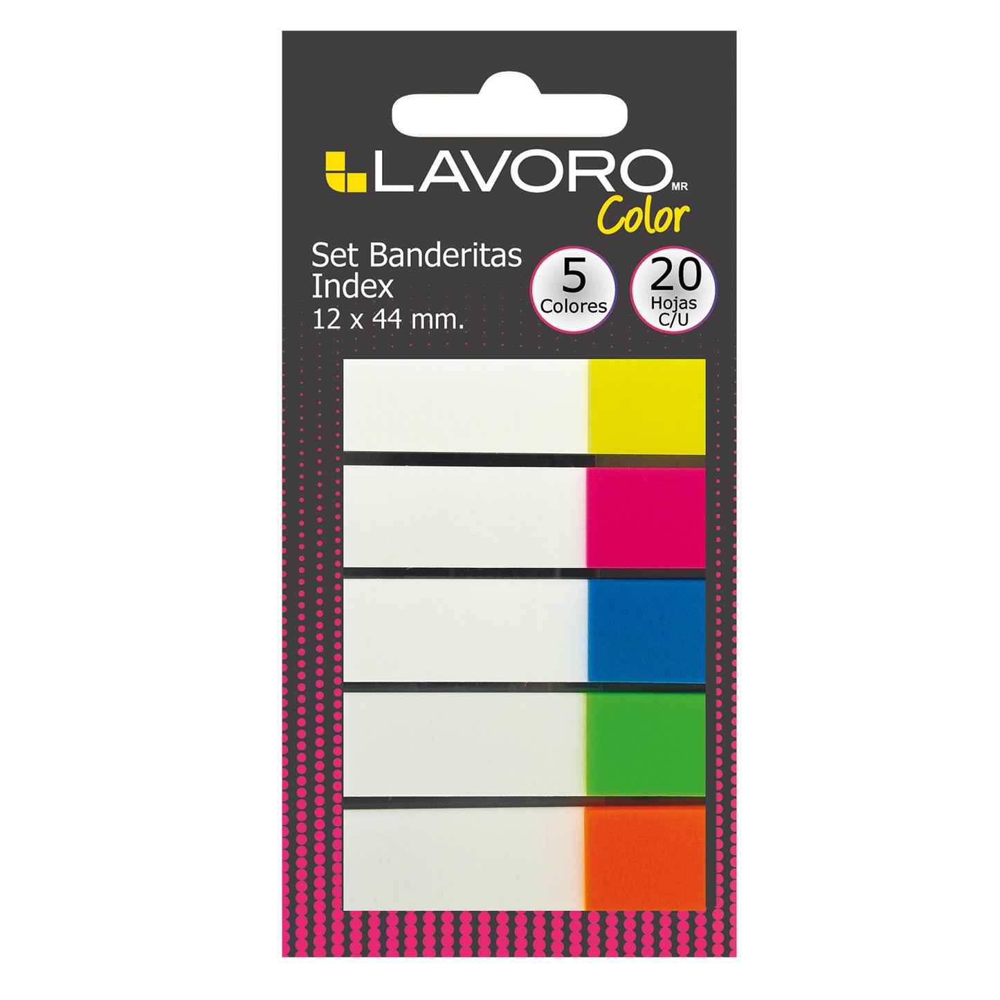Set Banderitas Índex 12x44 mm 5 Colores 20Hjs Con U | Lavoro