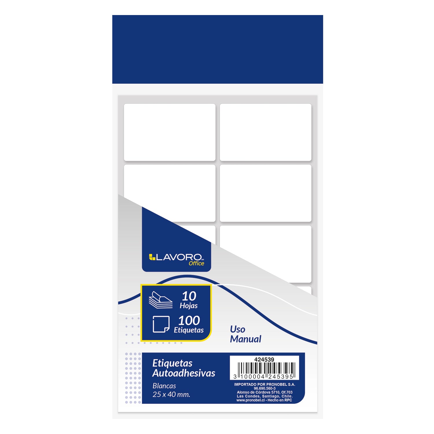 Etiquetas Autoadhesiva 25x40 mm Blanca 100 Uni | Lavoro