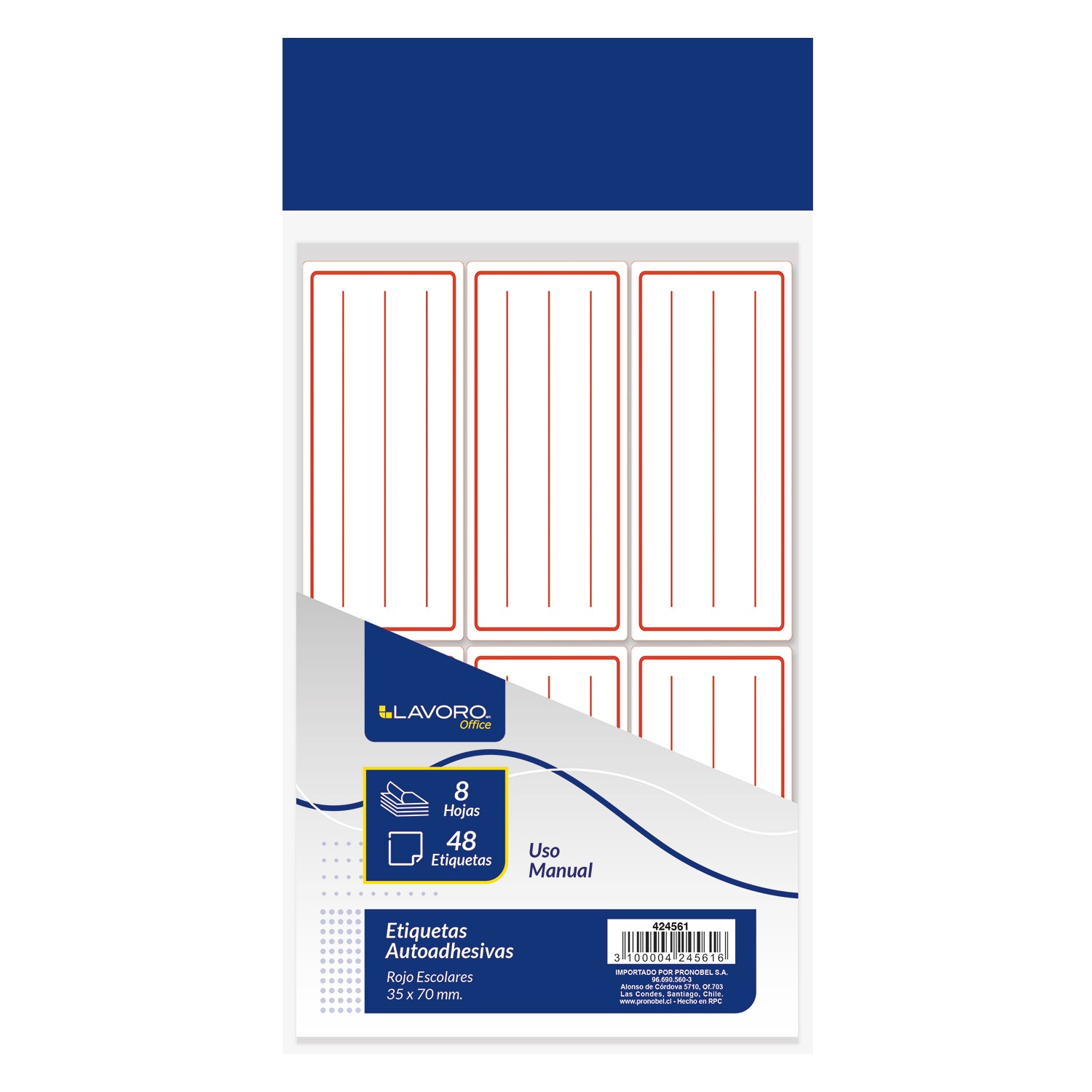 Etiqueta Blanca Linea Roja 35x70 mm | Lavoro