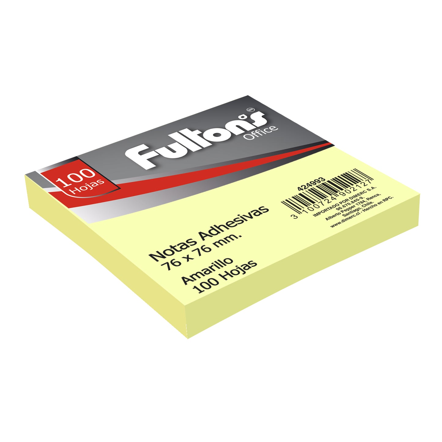 Nota Adhesiva 654 76x76 mm 100 hojas 1 uni Amarillo Fultons