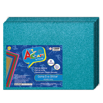 Goma Eva Glitter 40x60 cm Calipso 10 Unidades | Art & Craft