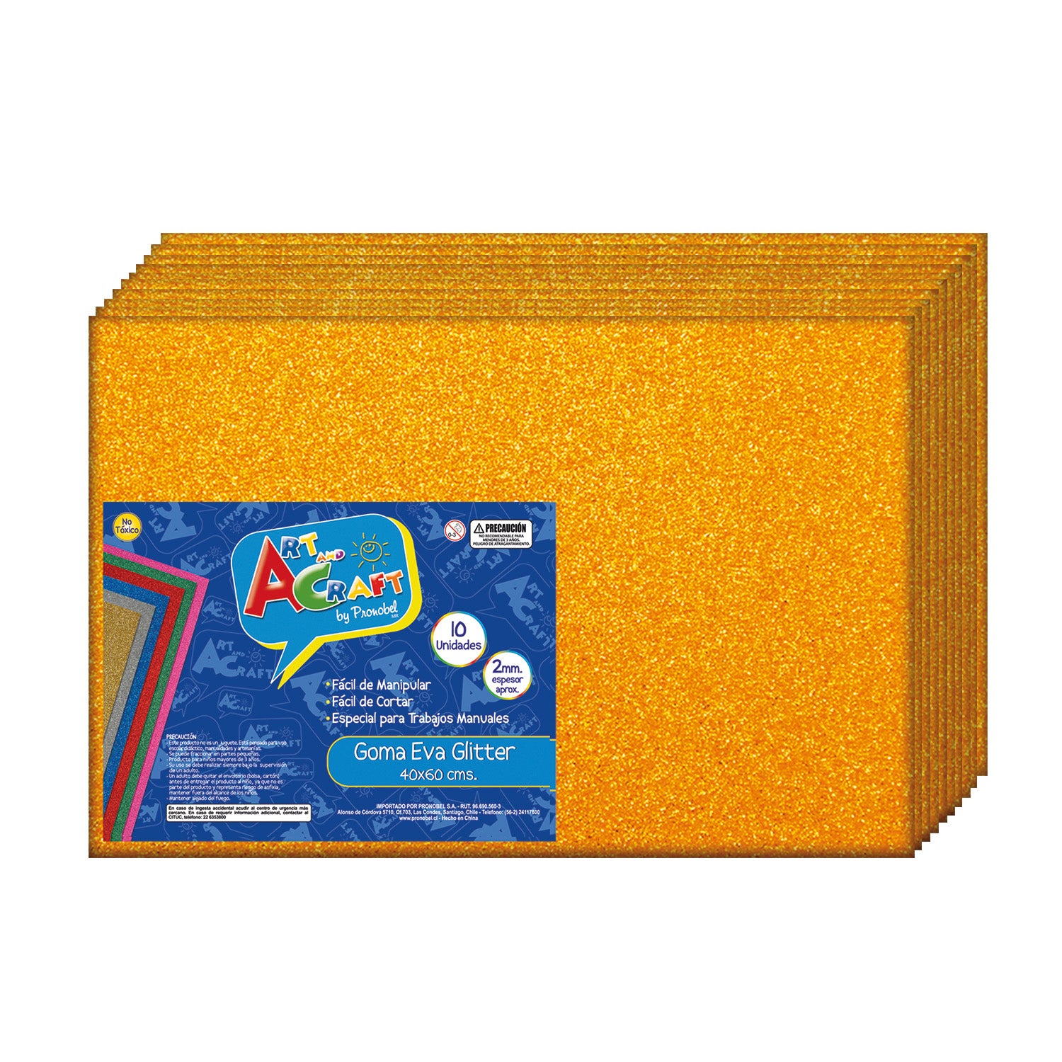 Goma Eva Glitter 40x60 cm Naranjo 10 Unidades | Art & Craft