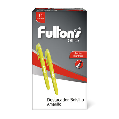 Destacador Bolsillo Punta Biselada Amarillo | Fultons