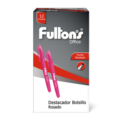 Destacador De Bolsillo Punta Biselada Rosado | Fultons