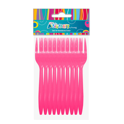 Set 10 Tenedores Fucsia | Big Party