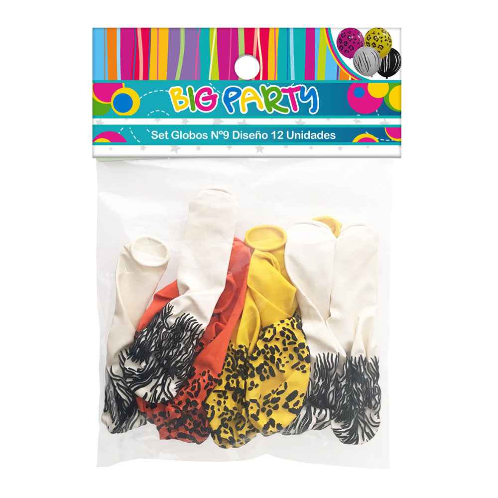 Set 12Un Globo Animal Print Impreso Nº9 | Big Party