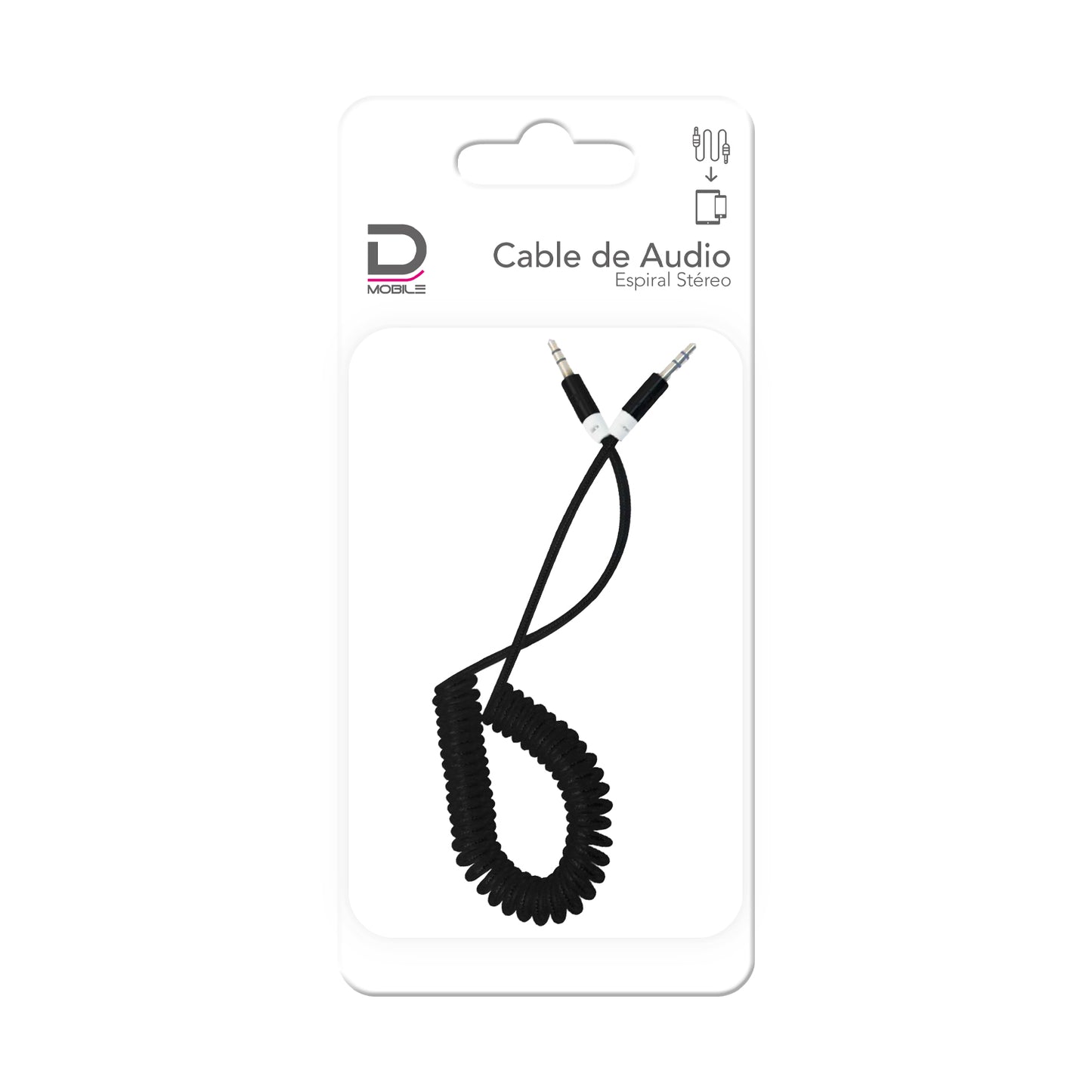 Cable Audio 3.5 a 3.5 Espiral Punta Metal 1 metro Negro | Datacom