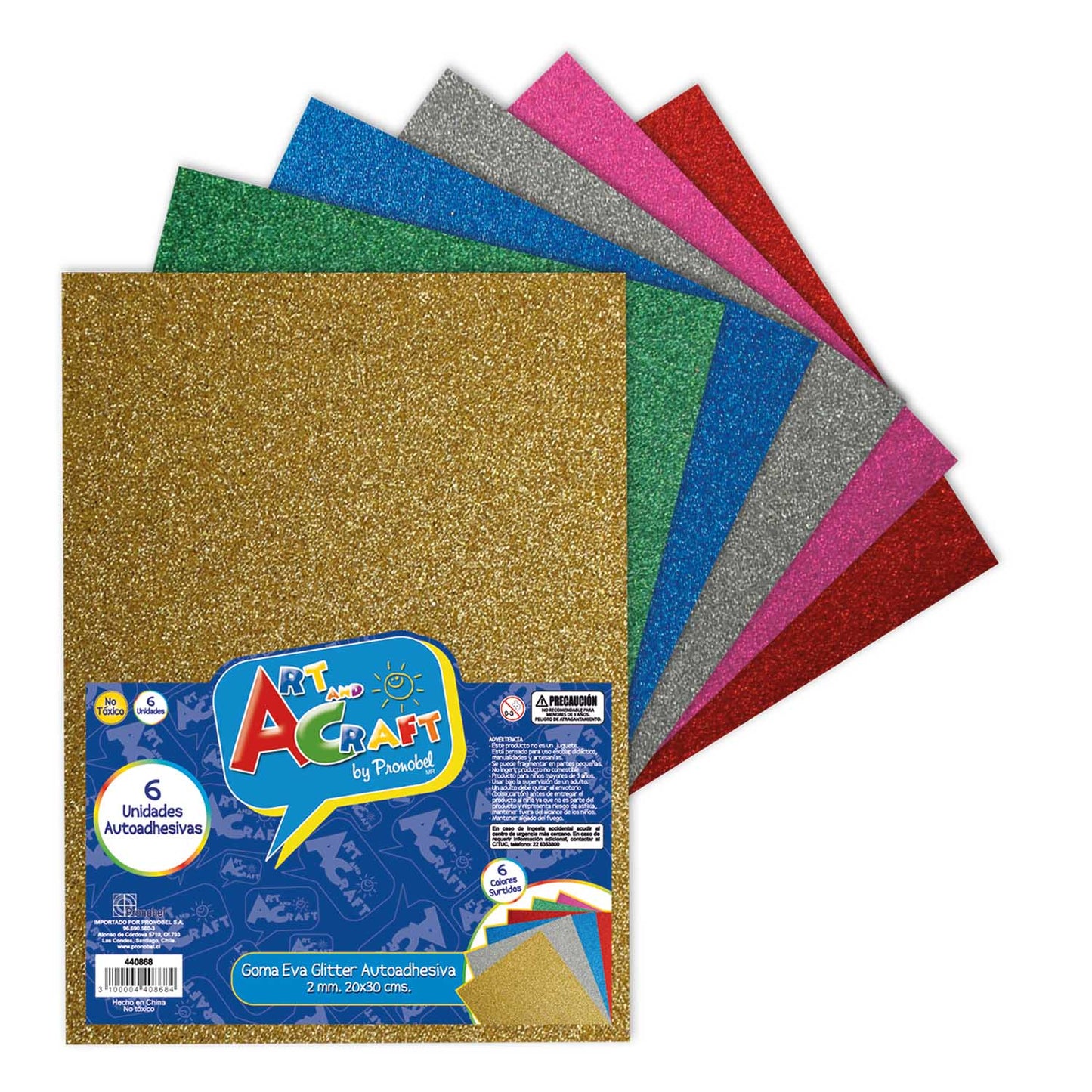 Goma Eva Glitter Autoadhesiva 6 Piezas 2 mm | Art & Craft