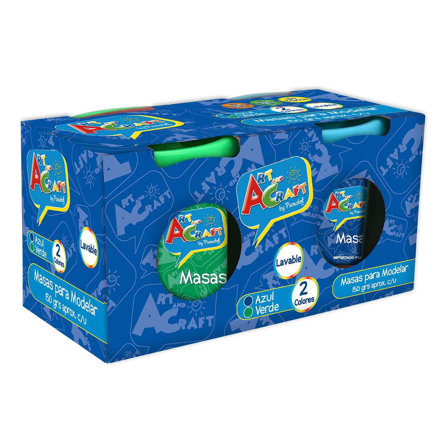 Masa Para Modelar 150 Grs Set 2 Piezas Azul/Verde | Art & Craft