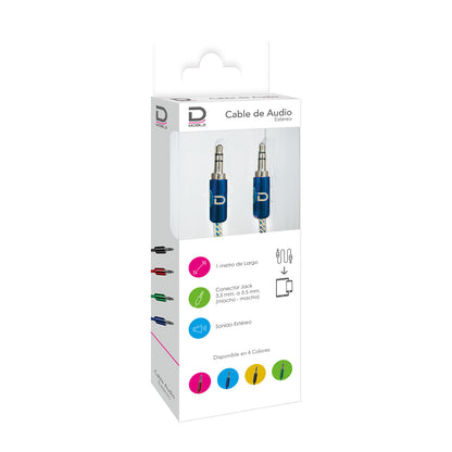 Cable Audio 3.5 a 3.5 Punta Metal Azul 1 metro | Datacom