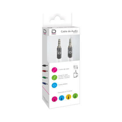 Cable Audio 3.5 a 3.5 PVC Punta Metal Plata 1 metro | Datacom