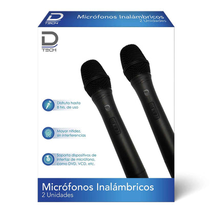 Micrófono Inalámbrico 2 Unidades Negro | Datacom