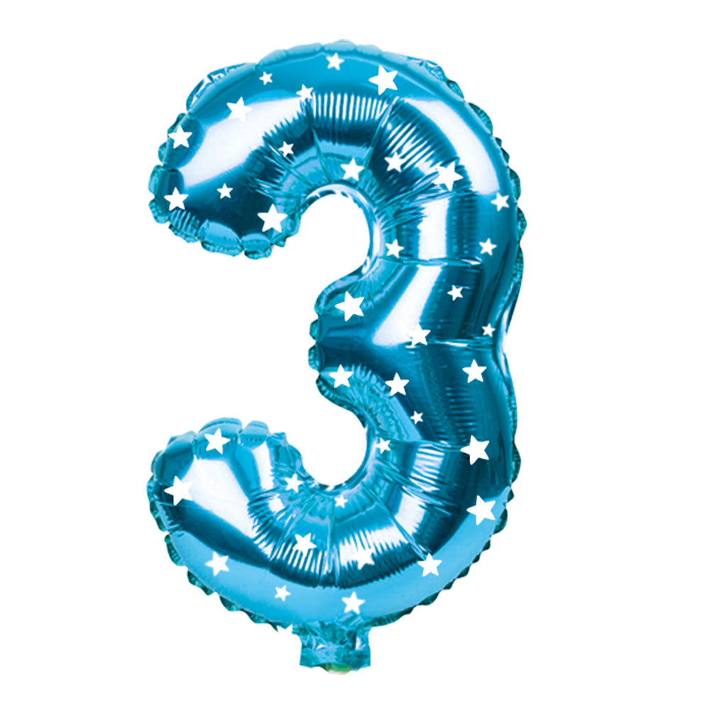 Globo Metálico Celeste 76 cm N° 3 | Big Party