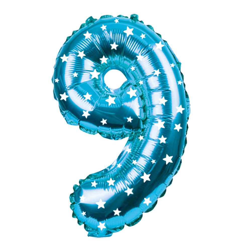 Globo Metálico Celeste 76 cm N° 9 | Big Party