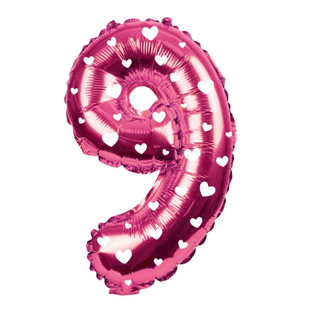 Globo Metálico Rosado 76 cm N° 9 | Big Party