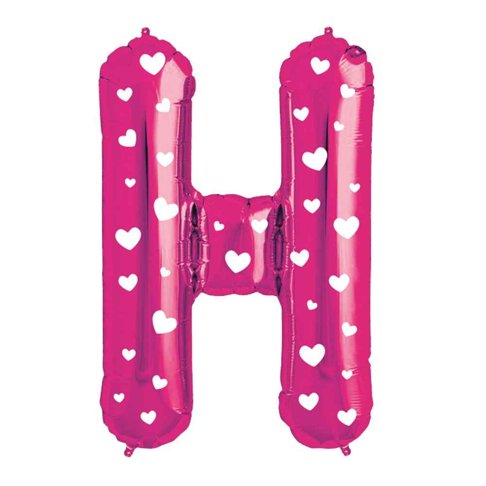 Globo Metálico Rosado 76 cm Letra H | Big Party