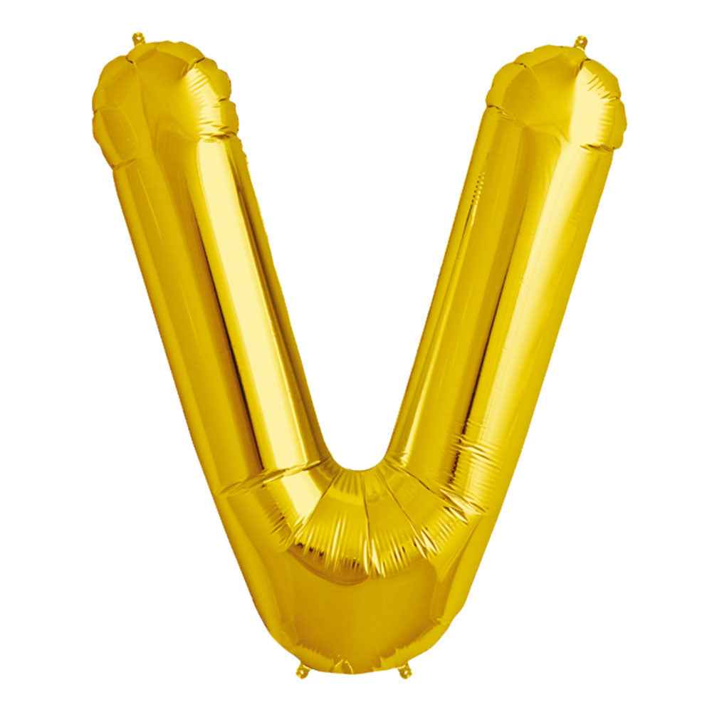Globo Metálico Dorado 76 cm Letra V | Big Party