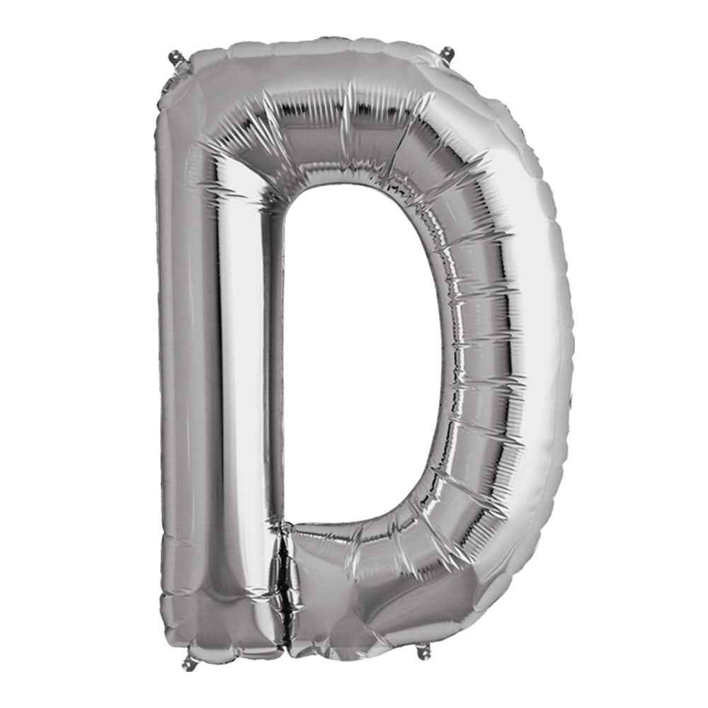Globo Metálico Plateado 76 cm Letra D | Big Party