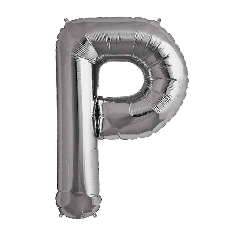 Globo Metálico Plateado 76 cm Letra P | Big Party