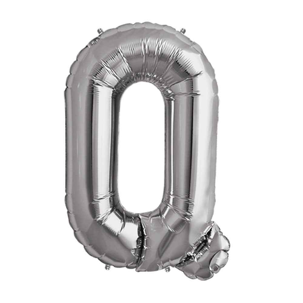 Globo Metálico Plateado 76 cm Letra Q | Big Party