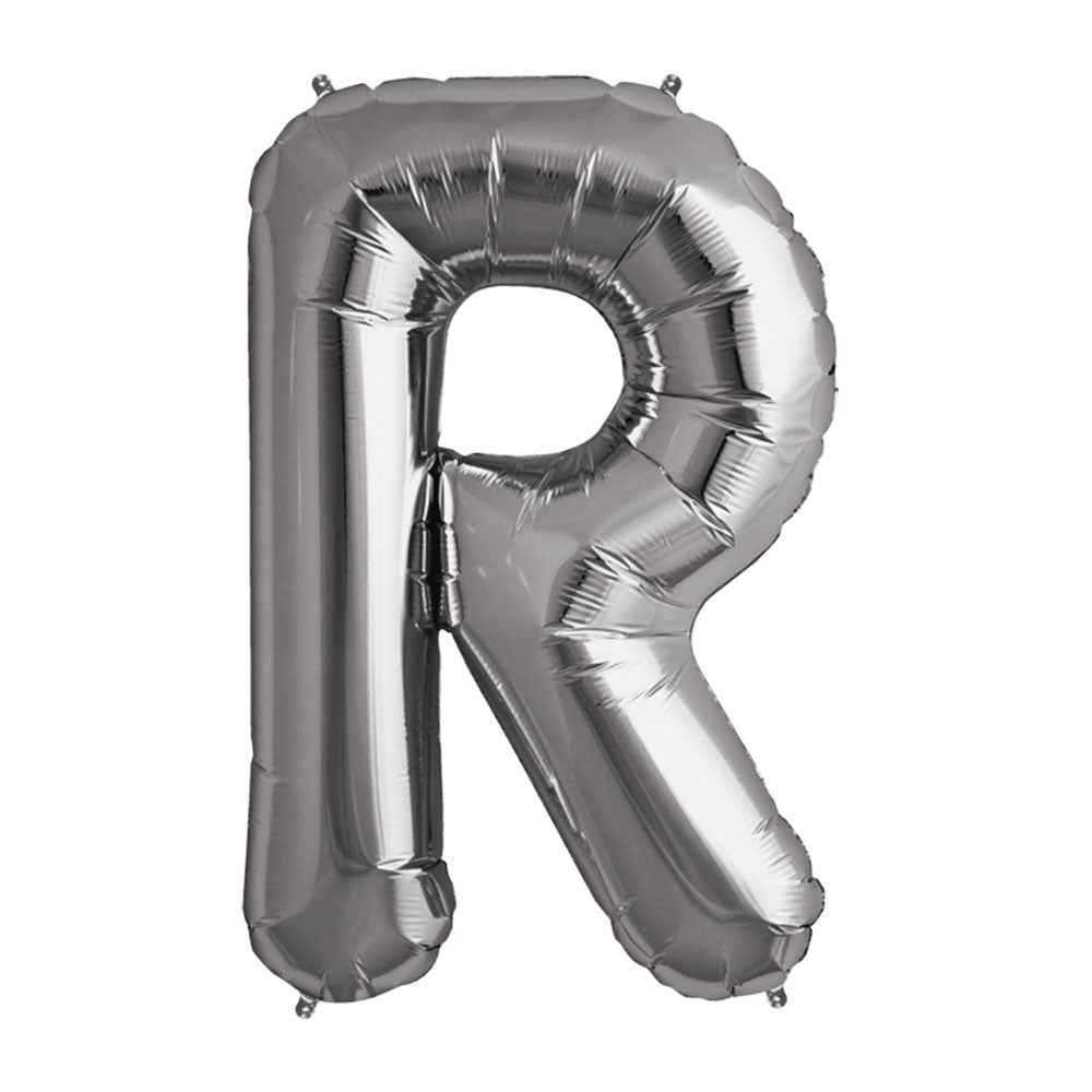 Globo Metálico Plateado 76 cm Letra R | Big Party
