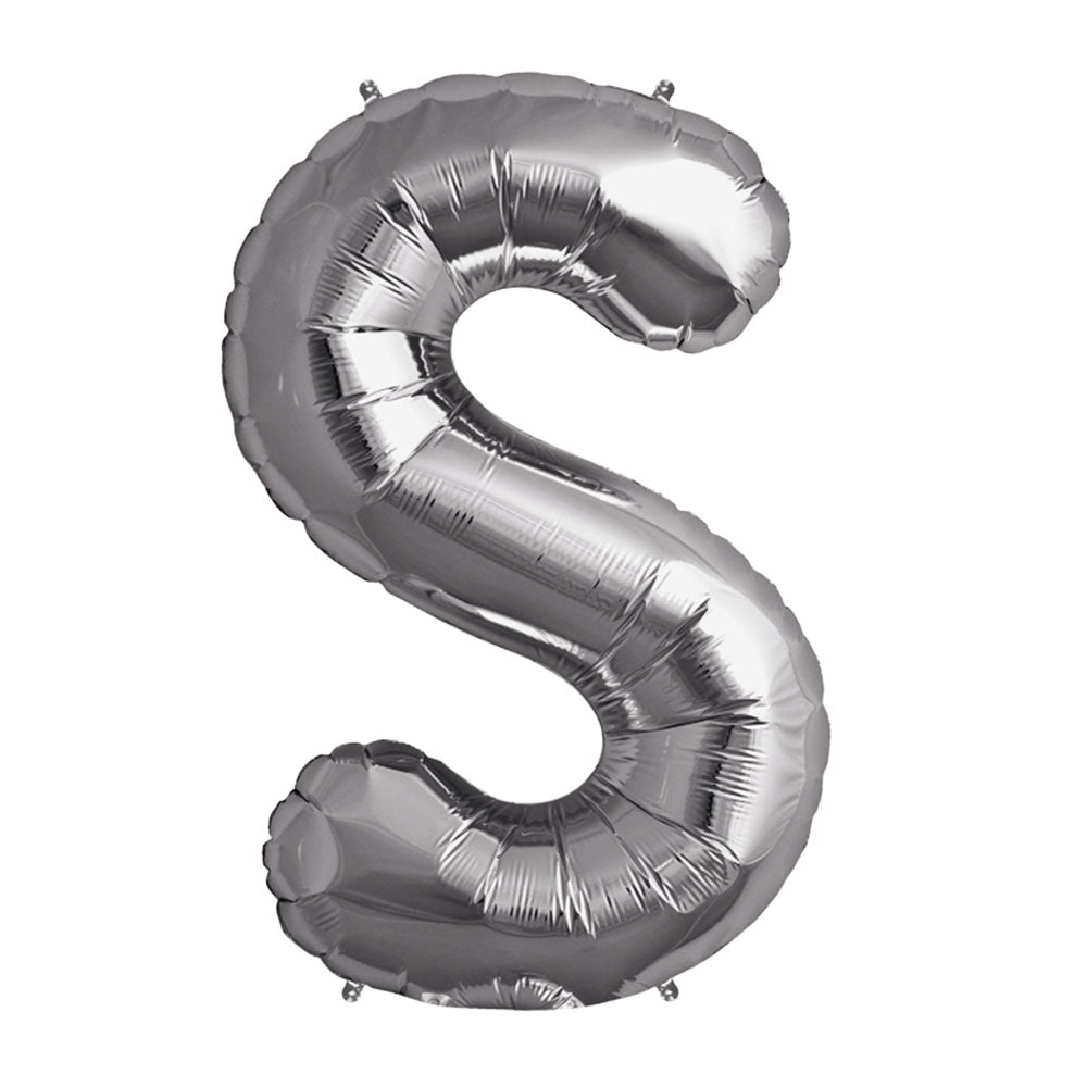 Globo Metálico Plateado 76 cm Letra S | Big Party
