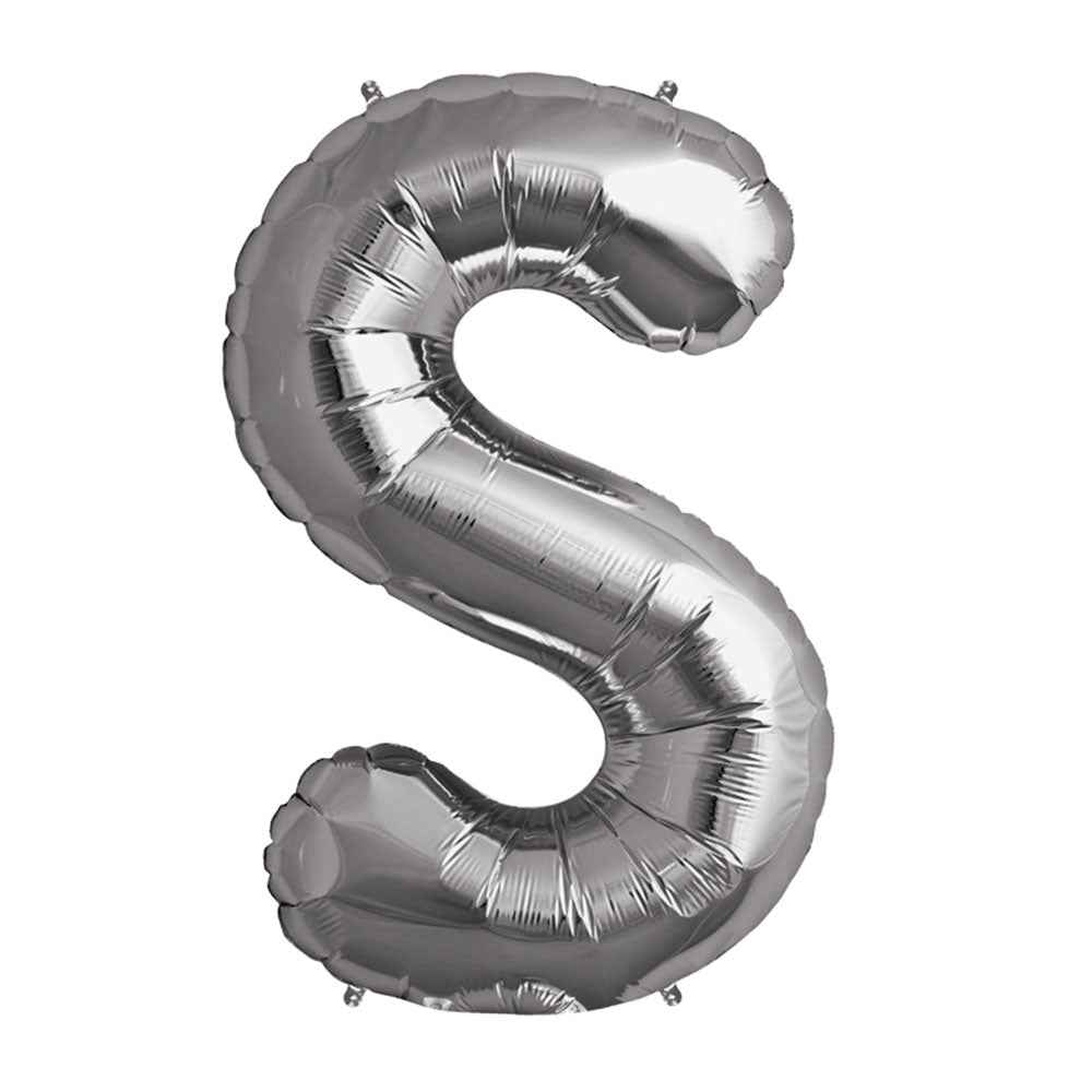 Globo Metálico Plateado 76 cm Letra S | Big Party